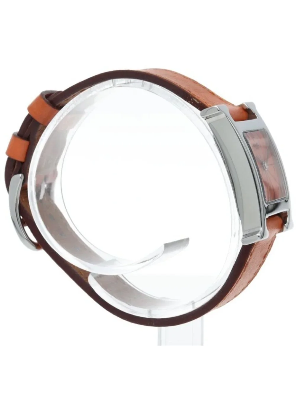 Hermes Watch Box SS Leather Orange Polished